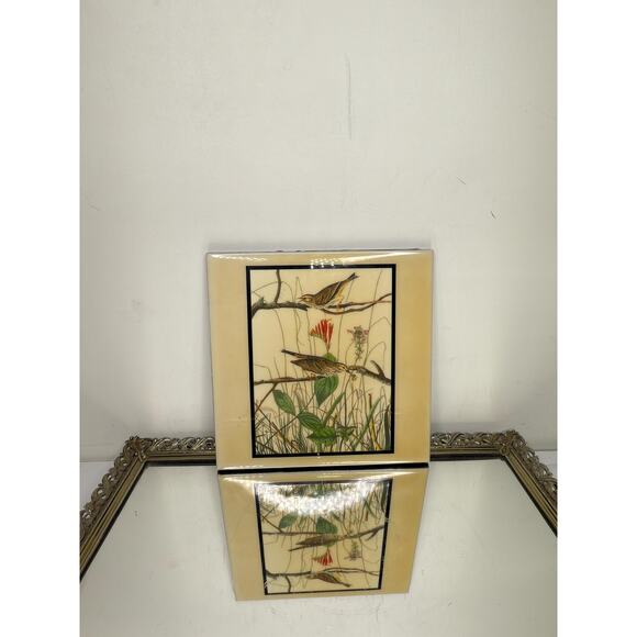 Vintage John James Audubon Savannah Sparrow Birds Wall Hanging Tile - Picture 9 of 10